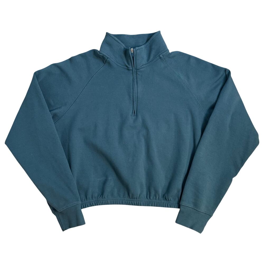 Born Primitive Pullover Sweatshirt CrossFit 1/4 Zip Cropped Teal Women’s Medium